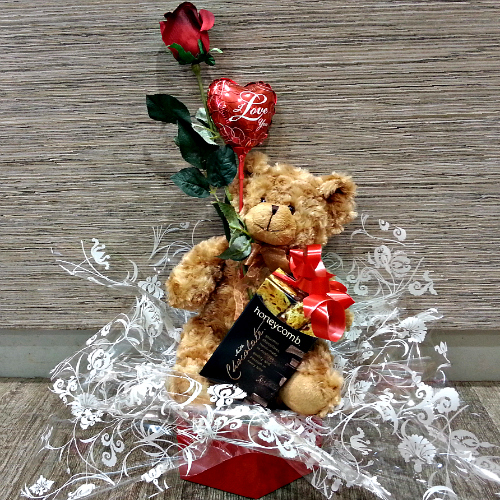 flowers bear and chocolates